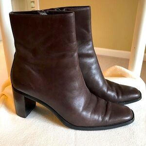 Brown Leather Booties - Size 8.5
